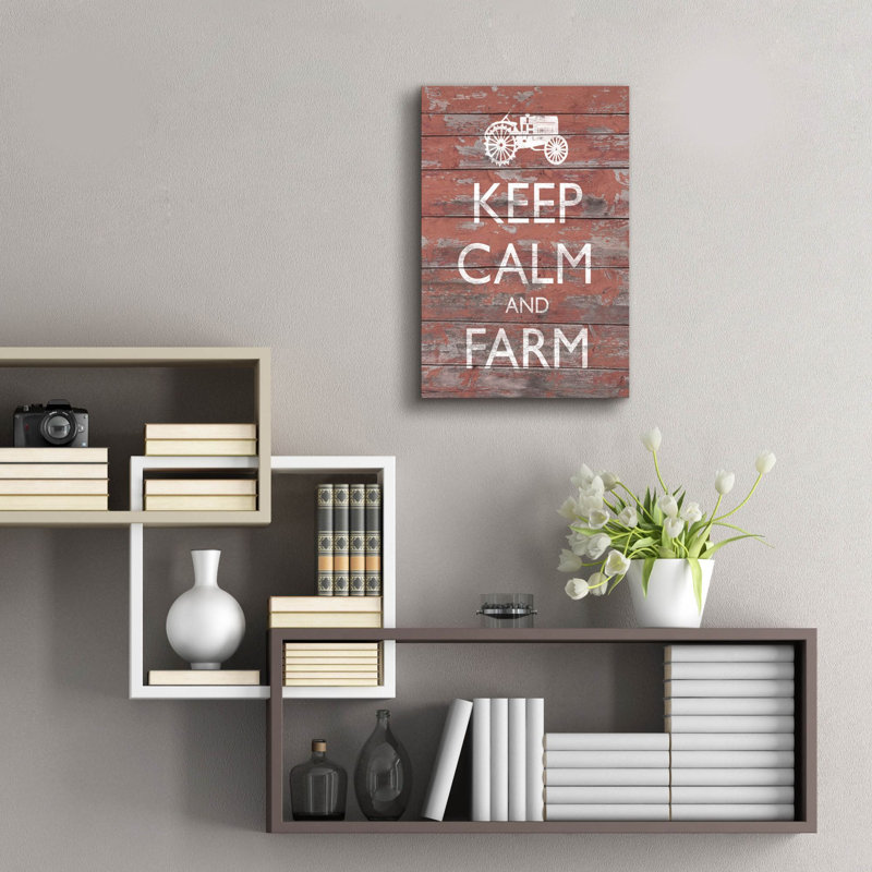 Art mural en verre épique «Keep Calm & Farm 2» par Alonzo Saunders, 16 po x 24 po, H 24 po x l 16 po