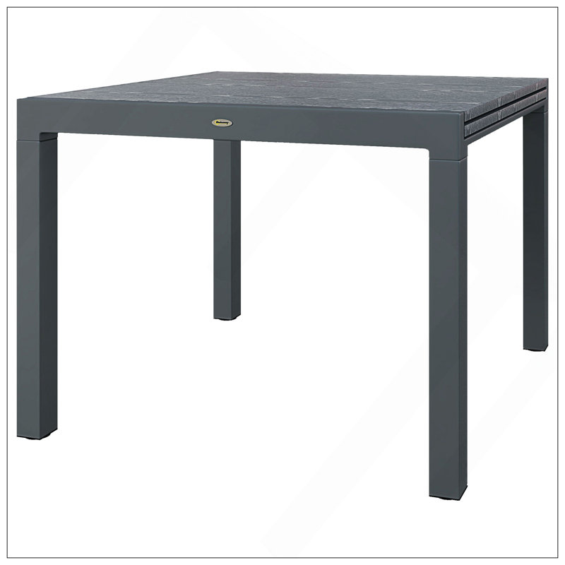 Outsunny Extendable Outdoor Dining Table, 41"- 83" Aluminum Frame Patio Table With Wood Effect Steel Top, Rectangle Expandable Patio Table For 6-8, Dark Gray