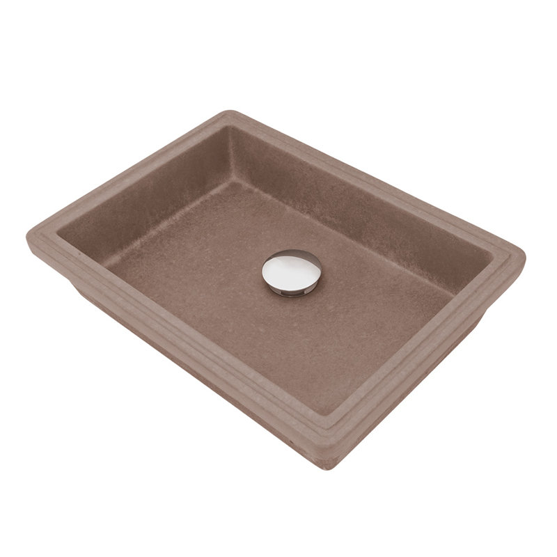Newterra Handmade Rectangular Undermount Bathroom Sink, Clay