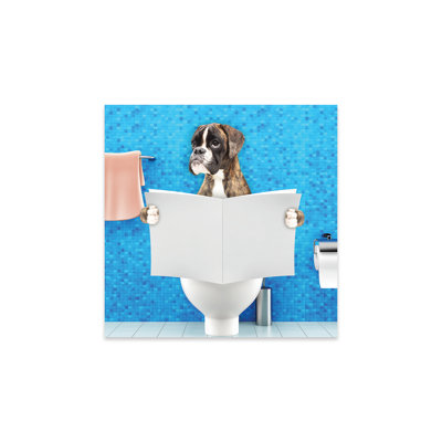 Boxer assis sur un siège de toilette, lecture sur plastique / acrylique par Helga1981