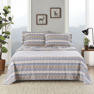 Drap-housse 100% flanelle de coton bleue, 3 pièces, brossé des deux côtés, convient aux matelas de 12 po, -, lavable à la machine avec flocon de neige