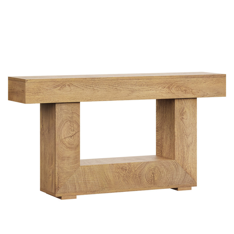 Mia Rustic Console Table With Storage, 55 Inch Farmhouse Wooden Entryway Table For Hallway, Living Room, Foyer, Wood