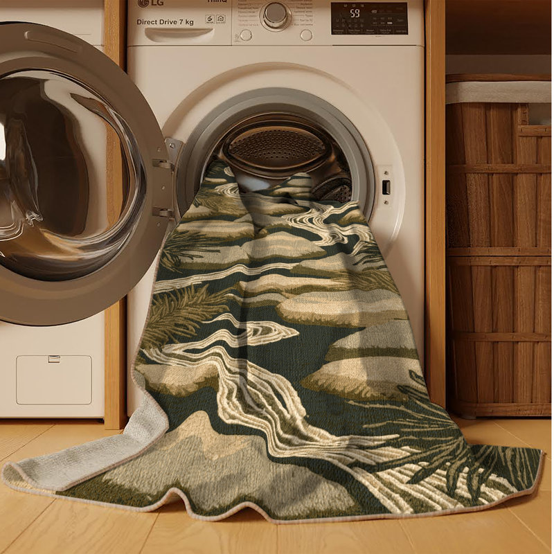 Machine Washable Nature Brown Area Rug, Rectangle 6' x 9'