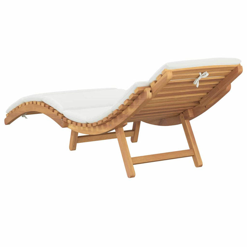 vidaXL Garden Sunlounger with Cushion Brown 77.95 x 21.65 x 23.03 in, Cream White