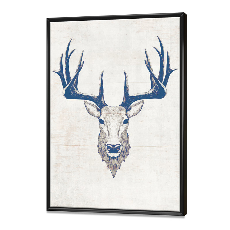 Cerf sauvage et magnifique - Reproduction d'art sur toile, H 20 po x l 12 po x P 1po, Cadre flottant noir