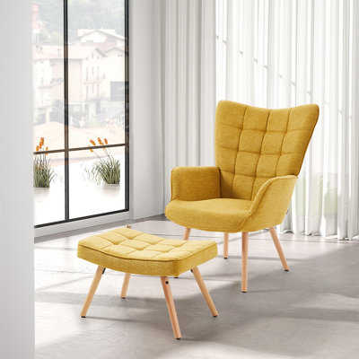 Bridgman Upholstered Armchair with Footstool