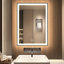 Miroir de salle de bain à DEL avec cadre noir, miroir de maquillage lumineux et antibuée à intensité variable, 3 lumières de couleur
