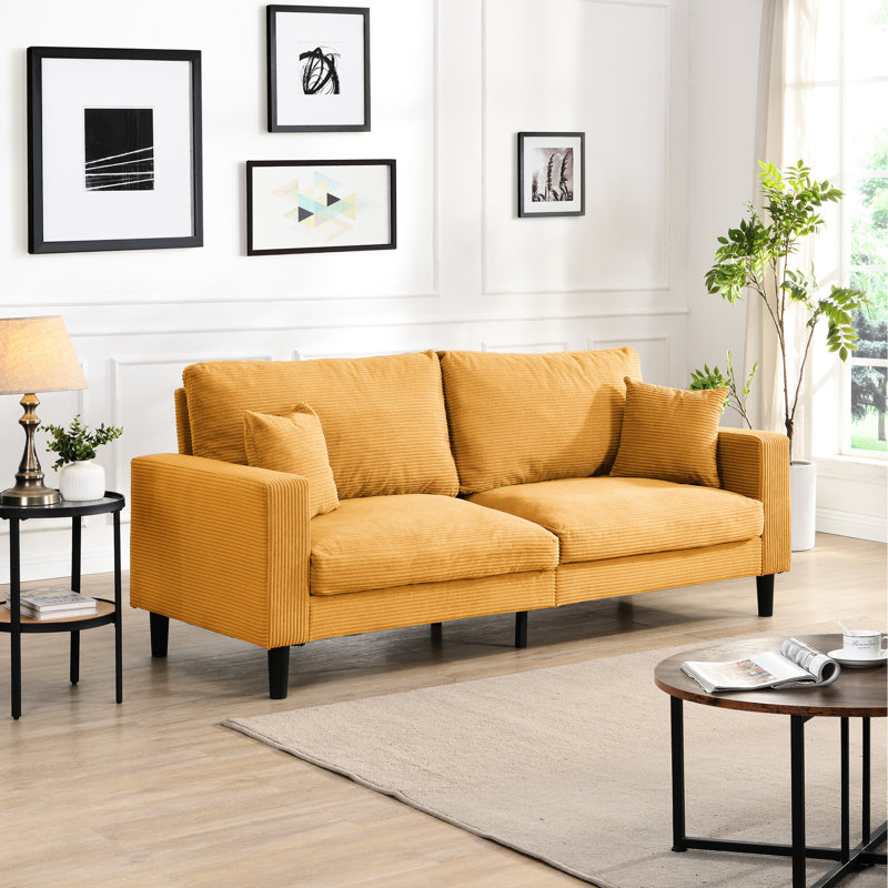Canapé 74 po à haute résilience de 74 po, coussin en éponge confortable, cadre en bois pour la décoration intérieure - salon orange, bureau moderne, base, chambre à coucher, appartement 74