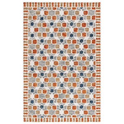 Vahakn Hand Tufted Wool/Cotton Southwestern Rug in Ivory/Gray