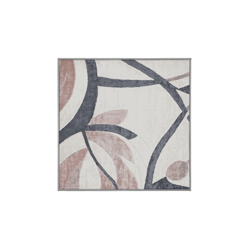 Tapis gris lavable à la machine, Carré 5 pi