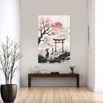 Kimono, voyage d'hiver, paysage de cerisier traditionnel abstrait nature
