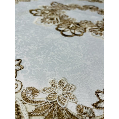 Nappe Lace (33 po ronde) - Blanc / Gris