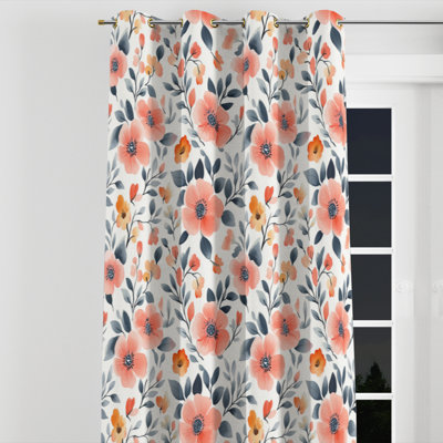 Rideau en velours pour filles - 1 panneau de rideau à motif floral avec œillets