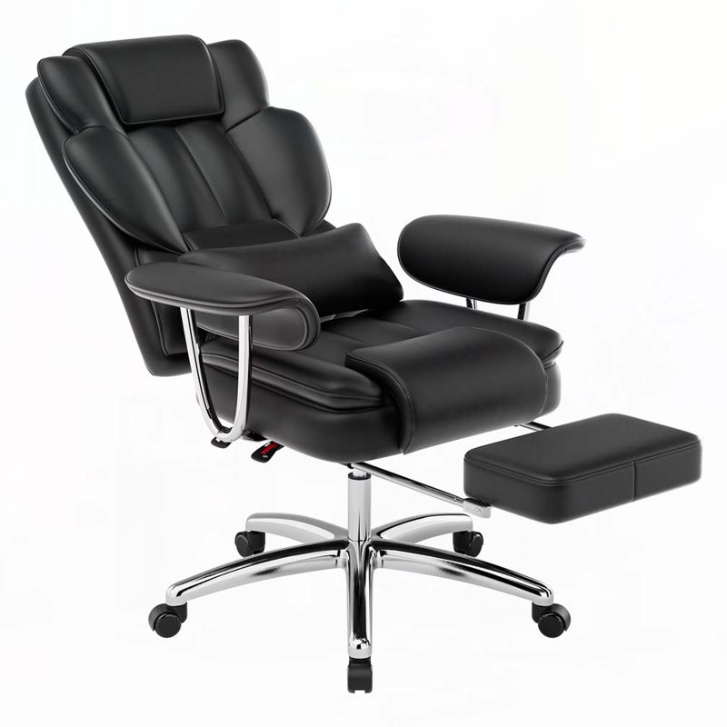 Fauteuil de direction avec repose-pieds, Noir