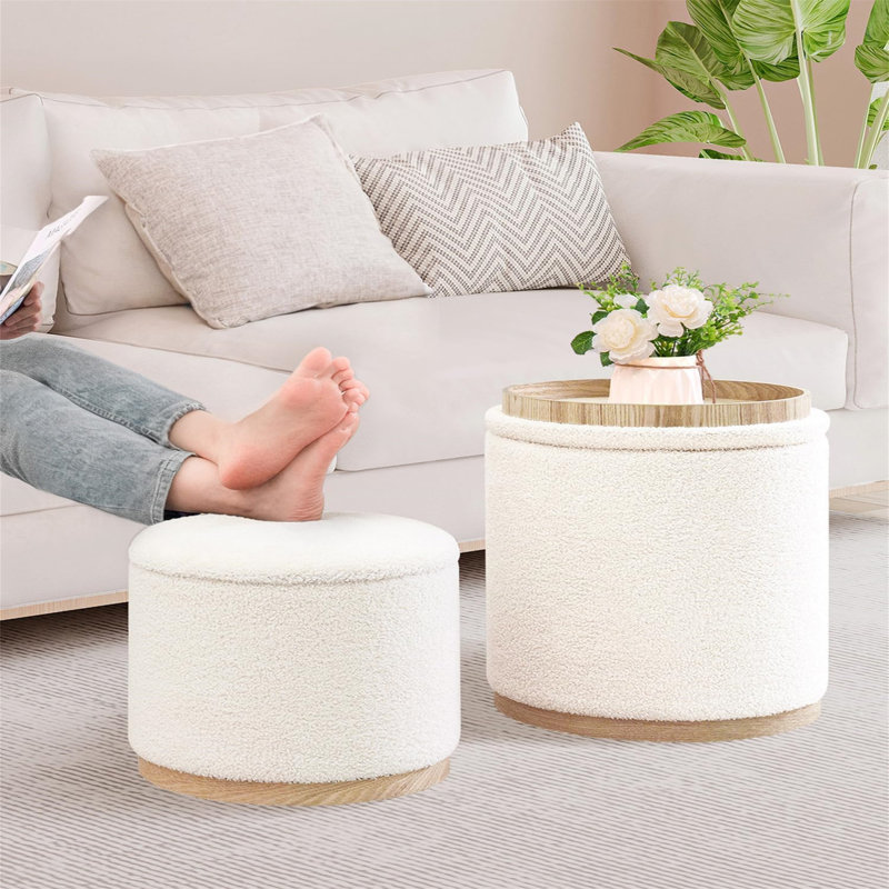 Tray Top Pedestal End Table Set