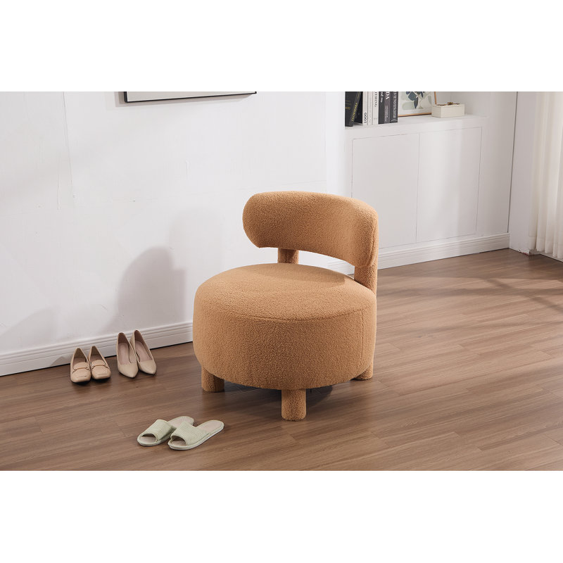 Chaise d'appoint rembourrée en tissu Teddy, Khaki