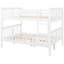 Lit superposé double au-dessus en blanc, conception en bois massif, pour l'accessibilité, garde-corps supérieur, tête de lit inférieure, lit blanc à configuration d'espace efficace, mélange de contreplaqué et de pin, longueur, soirée idéale
