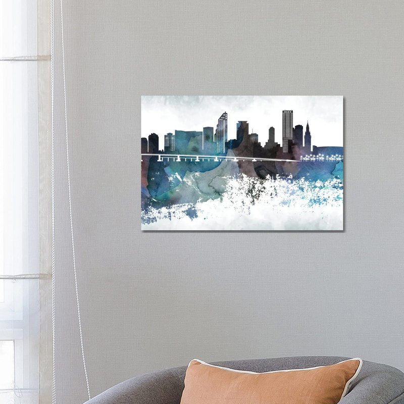 Miami Bluish Skylines - Wrapped Canvas Print, 66.04 cm H x 45.72 cm W
