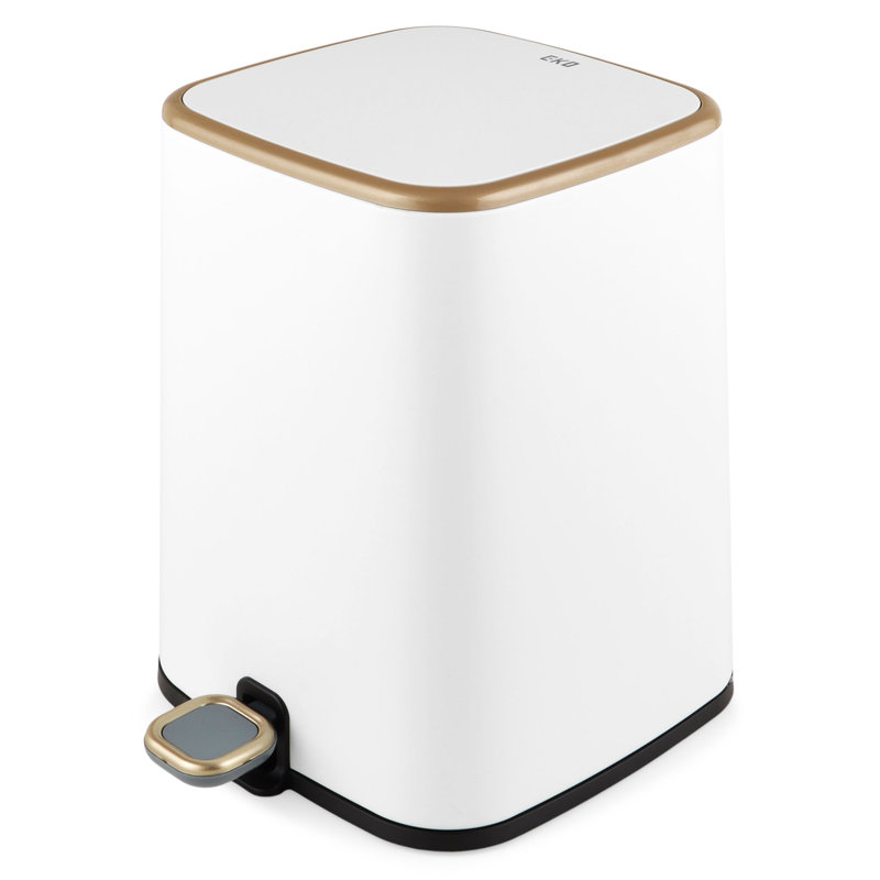 Steel Step On Rubbish Bin, White, 9L