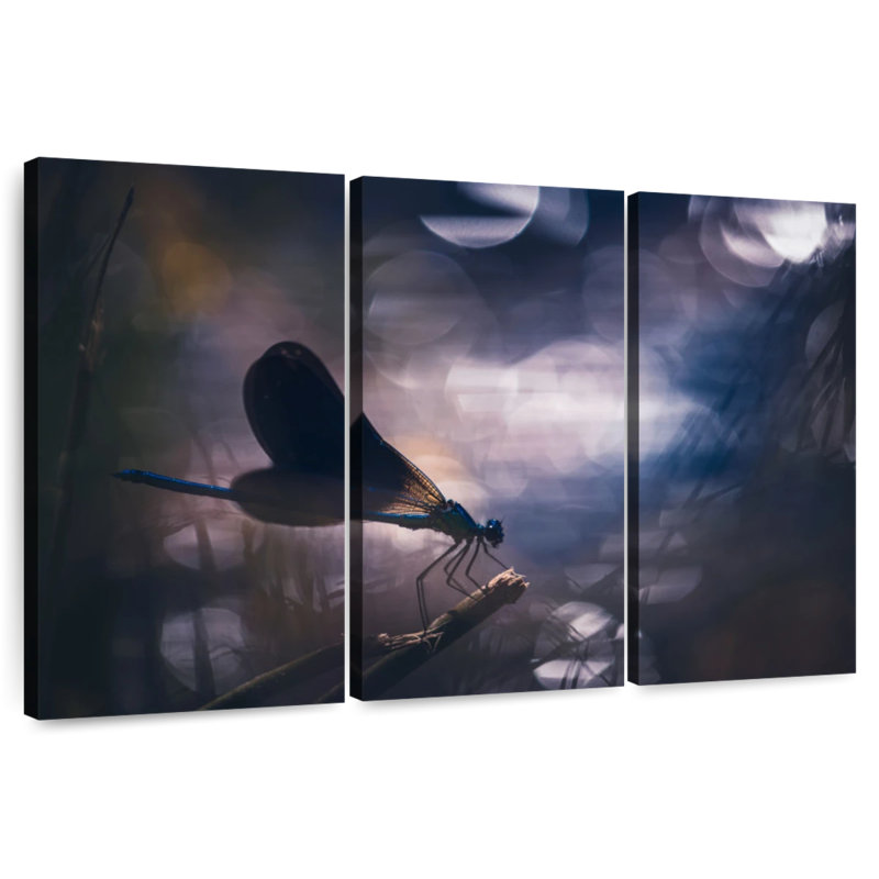 Brampt Blue Calopteryx Dragonfly, 28" H x 45" W
