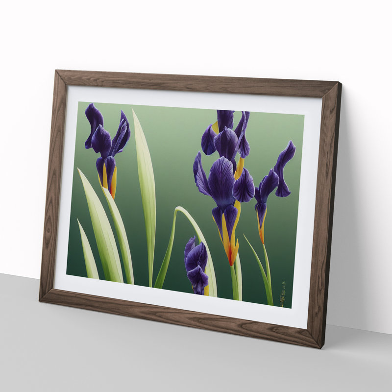 Shimmering Iris Flowers - Framed Print, 25cm H x 34cm W x 2cm D, Walnut