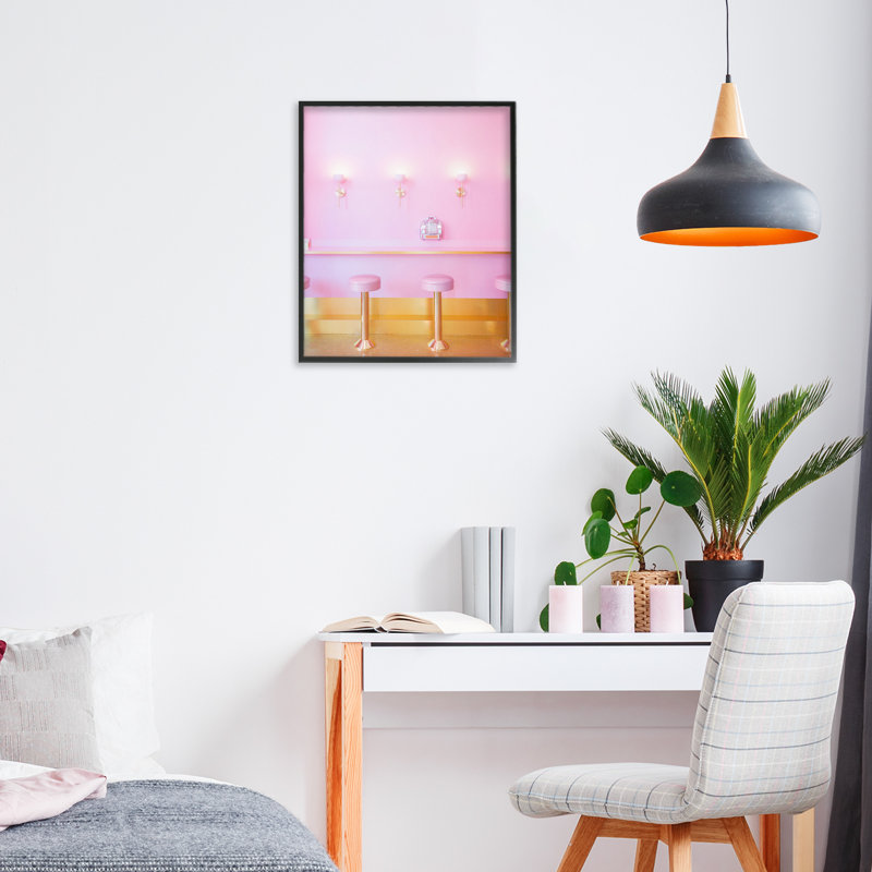 Giclée encadrée rose, dessiné par Lish Creative, H 14 po x l 11 po, Giclée encadrée noir minuit