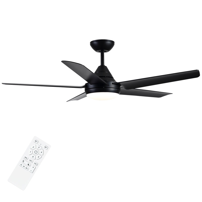 Modern 48''/56'' 5-Blade LED Standard Indoor Ceiling Fan with Remote Control and Light Kit Included, 48"