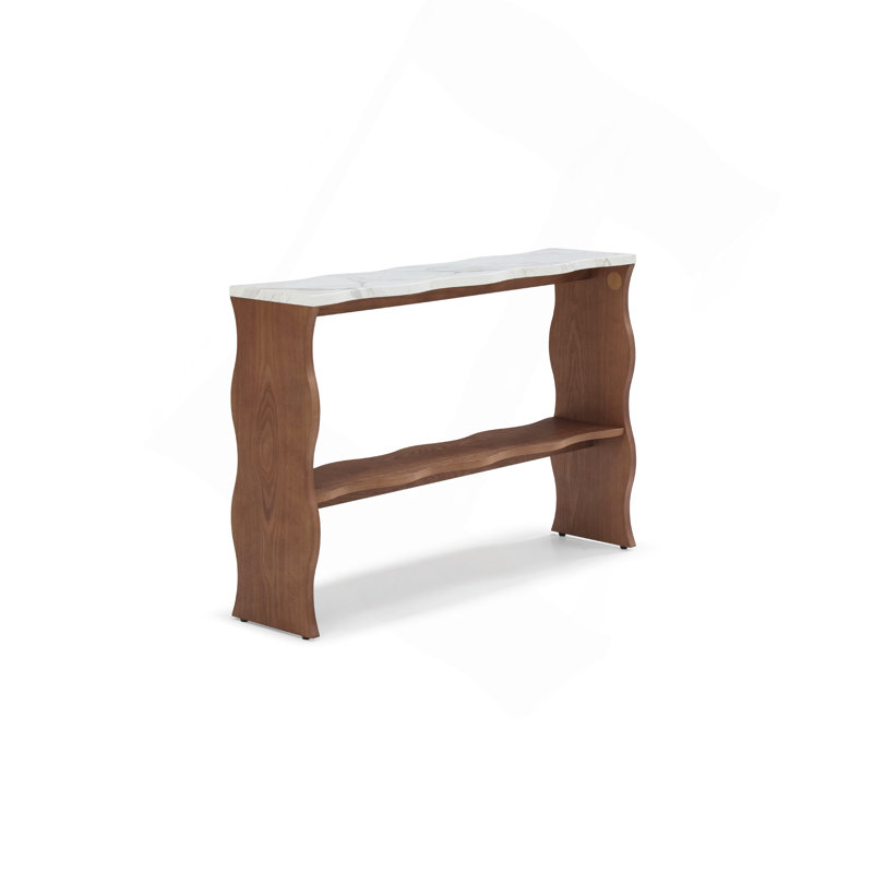 Console Table with Open Storage Shelf, Walnut Brown
