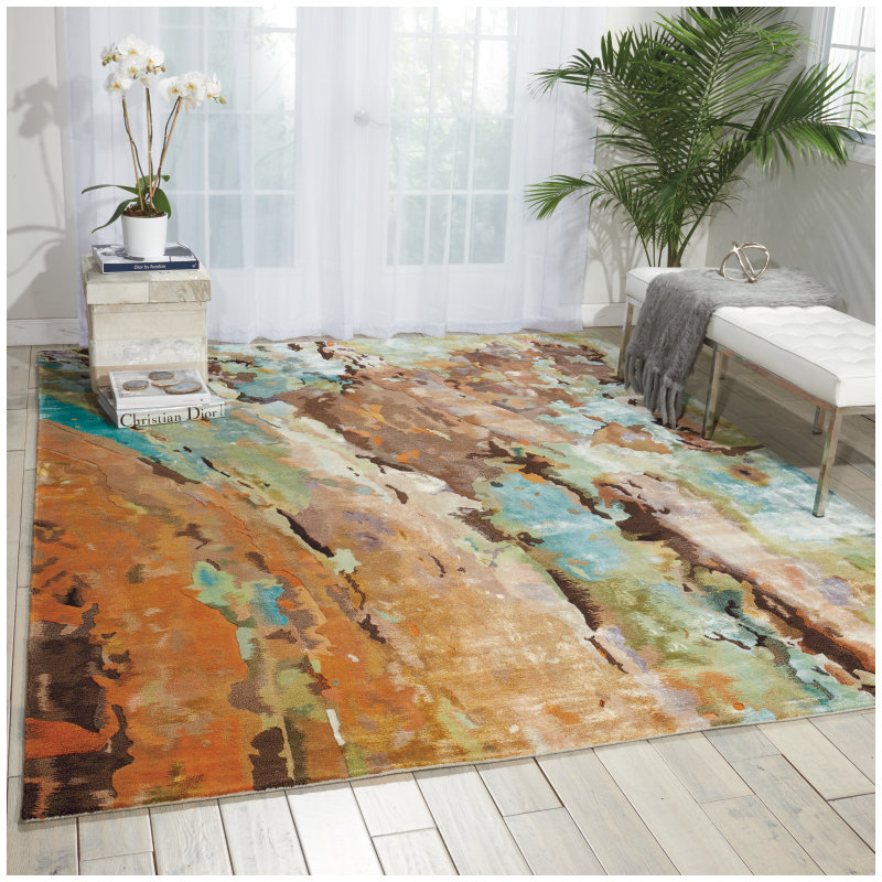 Prismatic Viscose Abstract Indoor Rug, Rectangle 3'9" x 5'9"