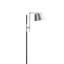 Lampe sur pied Qienn, abat-jour en nickel, interrupteur au pied, structure en métal noir