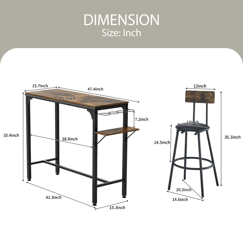 Aborn 2 - Person Four Leg Dining Set