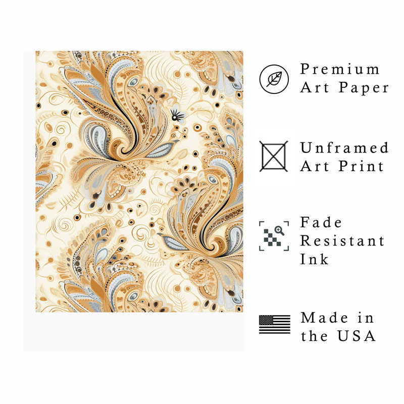 «Abstract Bohemian Paisley I», reproduction d'art non encadrée, H 36 po x l 24 po