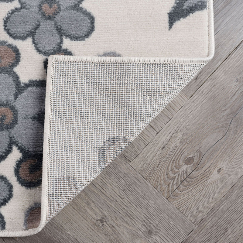 Tapis crème à motif floral transitionnel, Rectangle 8 pi 9 po x 12 pi 3 po