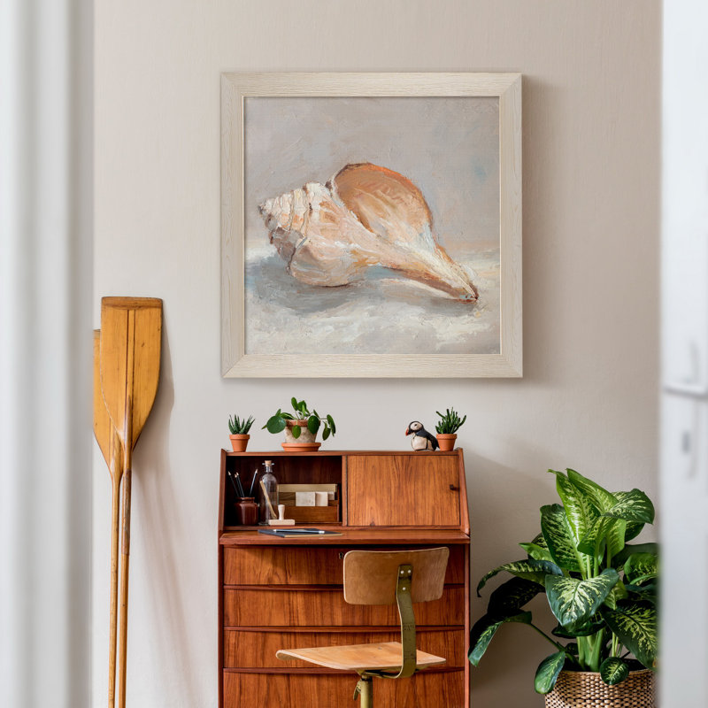 Reproduction d’art sur toile encadrée, "Impressionist Shell Study III", Cadre blanc, H 27,5 po x l 27,5 po x P 1,5 po