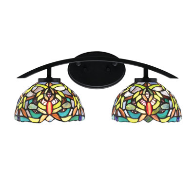 Kurve 2 Light Bath Bar With 7" Kaleidoscope Art Glass