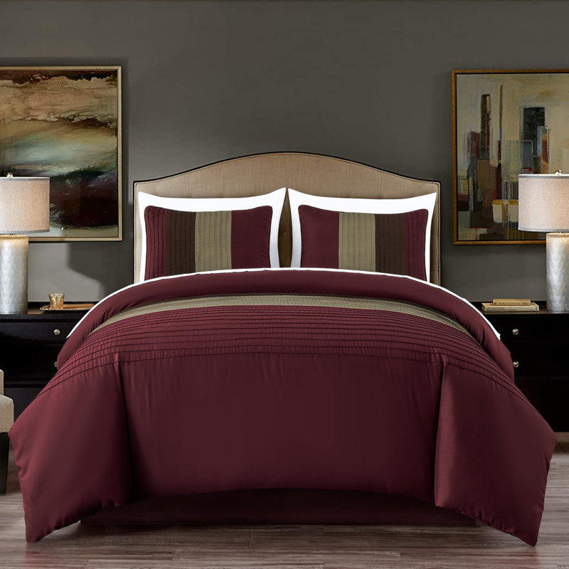Full Burgundy Coffee Brown Microfiber Bed in a Bag Set