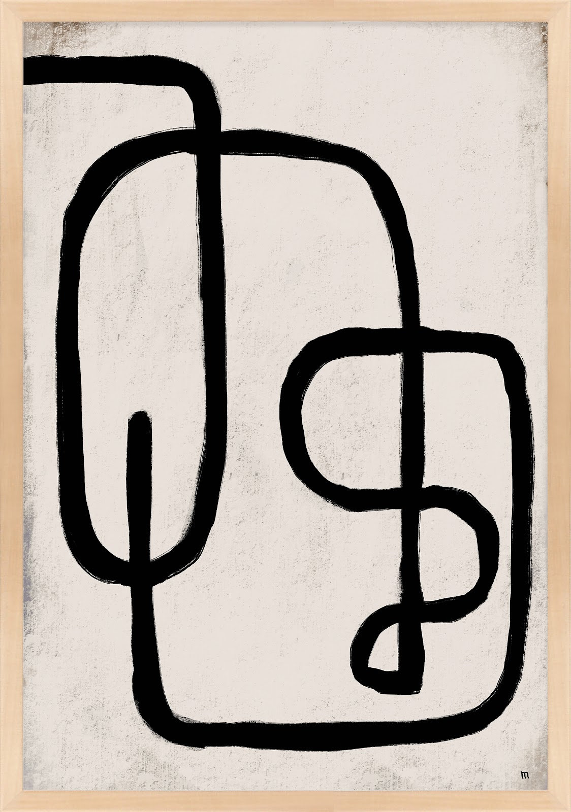 Linework 2 by StudioM, 20" H x 14" W x 1.25" D, Maple Framed Paper