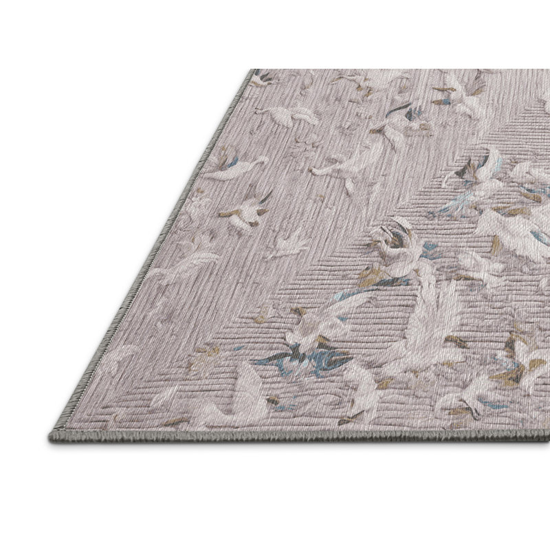Tapis gris lavable à la machine, Rectangle 7 pi x 10 pi