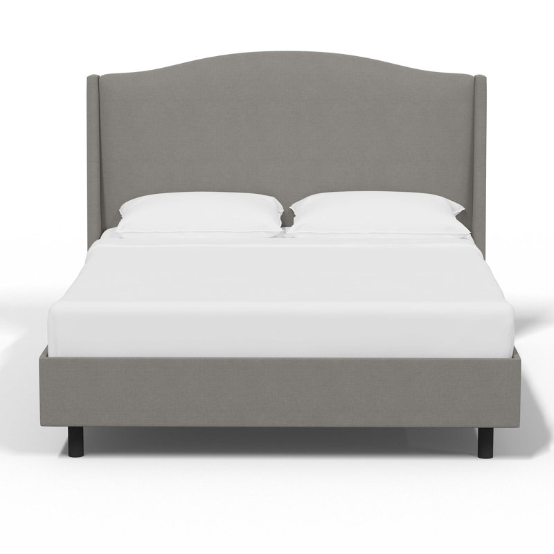 Cealie Upholstered Wingback Bed, Classic Grey Linen, Full