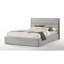 Aki King Platform Bed, Cushioned Grey Polyester Upholstery, Walnut Brown-98890700