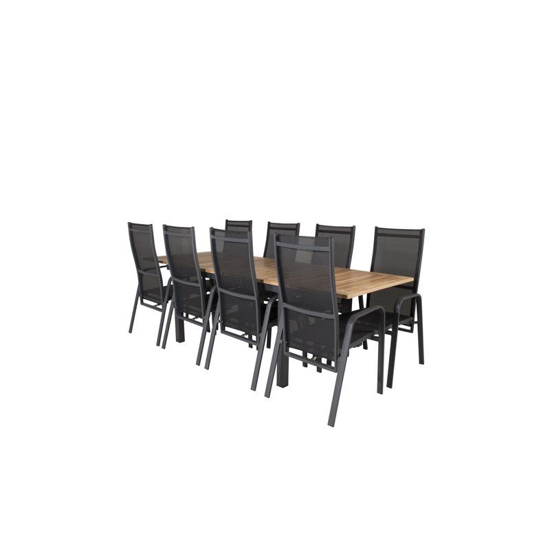 Navya 8 - Person Teak Patio Dining Set with Extendable Rectangular Table