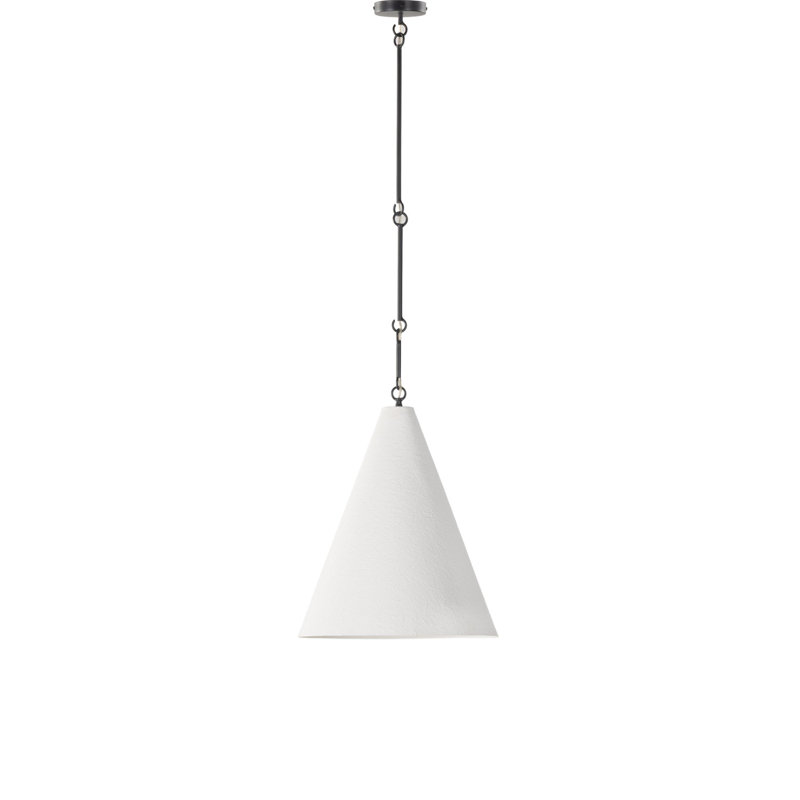 1 - Light Matte White Plaster/Antiqued Iron Single Pendant, Matte White Plaster/Antiqued Iron