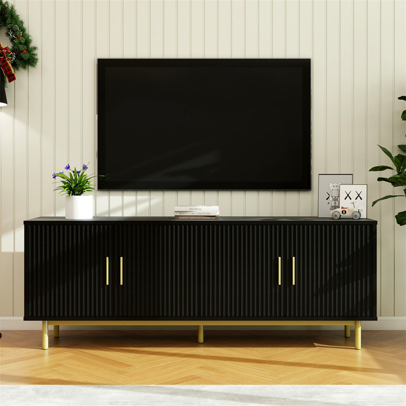 Meuble télé 70 po Latitude Run®, Noir et or