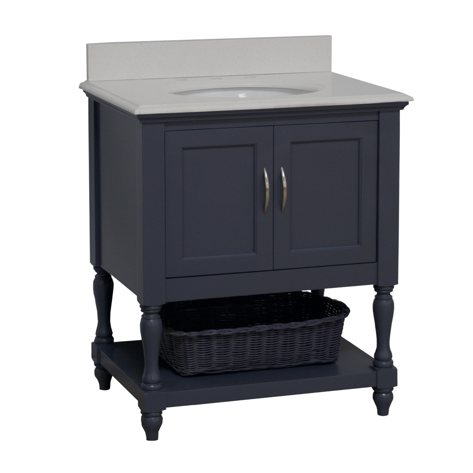 30'' Single Bathroom Vanity, Charcoal Gray, Quartz