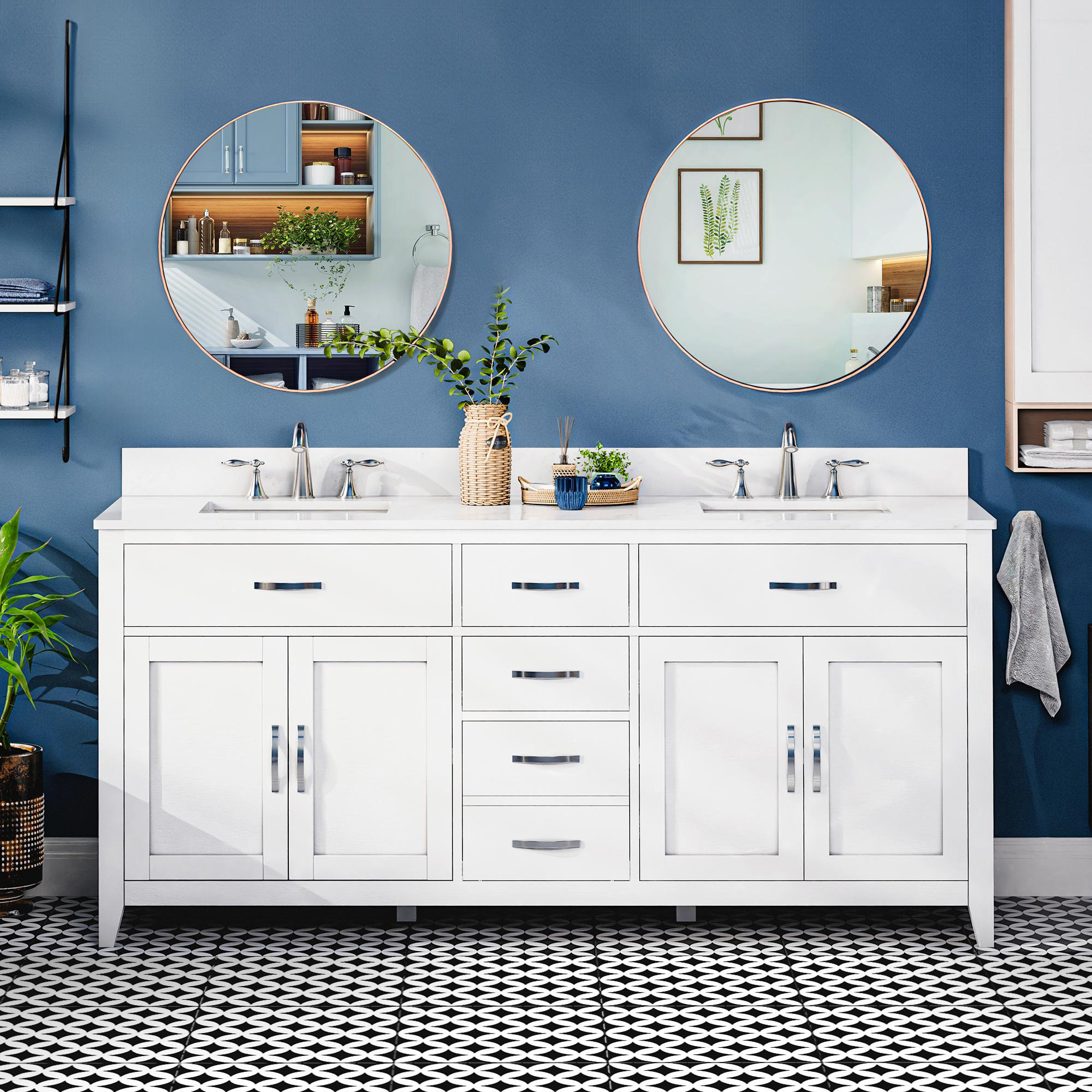 Lark Manor Vannes 72'' Bathroom Vanity with Solid Hardwood Frame ...