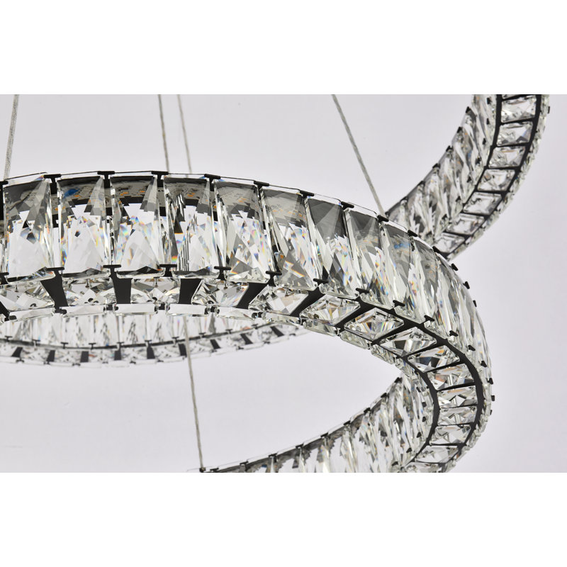 Lustre ovale en cristal 2 lumières Steveson, Noir, H 12 po x l 32 po x P 32 po