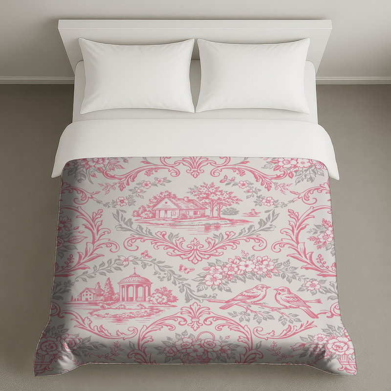 Housses de couette en tissu rose gris, Queen