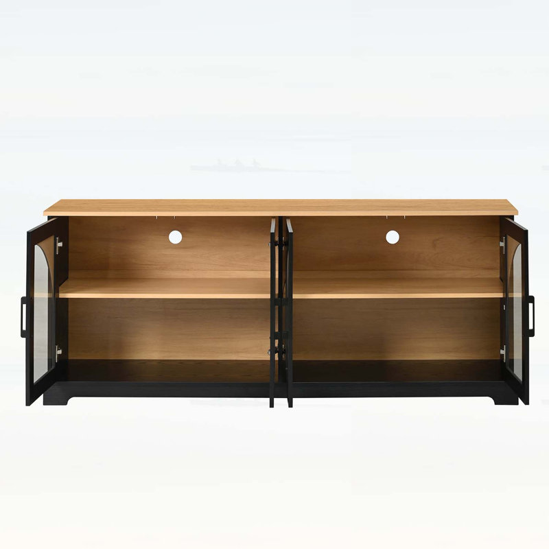 Console en bois avec gestion des câbles pour le salon, Noir
