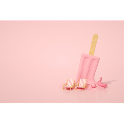 Melting Ice Cream Stick - Wrapped Canvas Print