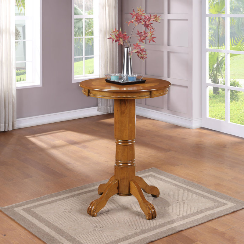 Table ronde en bois massif de 30,25 po Adelaida, Chêne brossé